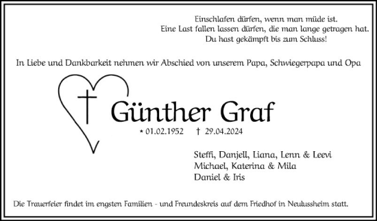 Traueranzeige von Günther Graf von Schwetzinger Zeitung