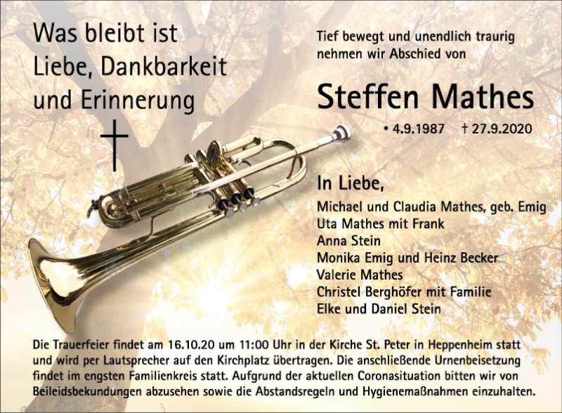  Traueranzeige für Steffen Mathes vom 10.10.2020 aus Bergsträßer Anzeiger