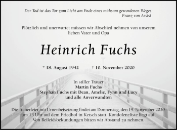 Traueranzeige von Heinrich Fuchs von Schwetzinger Zeitung