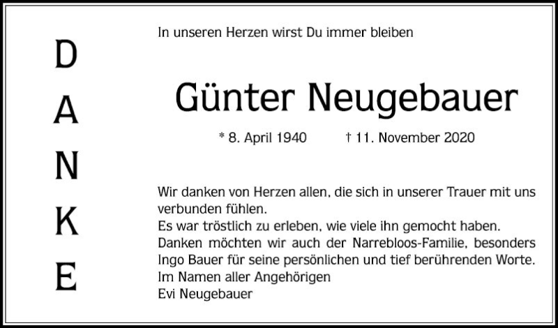  Traueranzeige für Günter Neugebauer vom 05.12.2020 aus Mannheimer Morgen