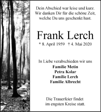 Traueranzeige von Frank Lerch von Mannheimer Morgen