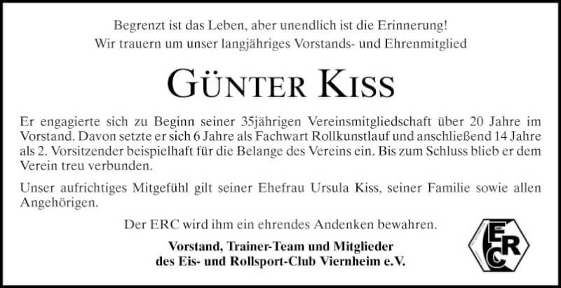  Traueranzeige für Günter Kiss vom 18.09.2021 aus Mannheimer Morgen